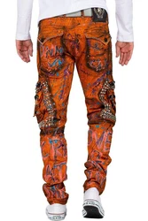 Cipo & Baxx 5-Pocket-Jeans Biker Hose BA-CD634 Orange