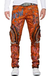 5-Pocket-Jeans Biker Hose BA-CD634 (1-tlg) in Orange mit Seitentaschen