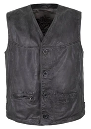 Lederweste Georgio - Herren Lederweste Weste Lammnappa anthrazit-navy-schwarz