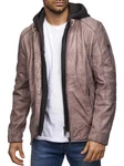 Tazzio Lederjacke Biker-Look Two-in-One Hoodie Style (19710) Braun/Grau/Lila/Beige