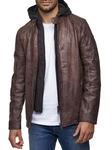 Tazzio Lederjacke Biker-Look Two-in-One Hoodie Style (19710) Dunkelbraun/Braun