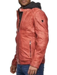 Tazzio Lederjacke Biker-Look Two-in-One Hoodie Style (19710) Rot