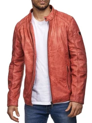 Tazzio Lederjacke Biker-Look Two-in-One Hoodie Style (19710) Rot
