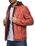 Tazzio Lederjacke Biker-Look Two-in-One Hoodie Style (19710) Rot