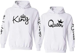 Kapuzenpullover King & Queen Hoodie Pullover fr Paare mit trendigem Print im Partner Look