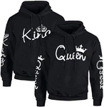 Couples Shop Kapuzenpullover King & Queen Hoodie Partner Look Rosa/Silber/Blau/Schwarz