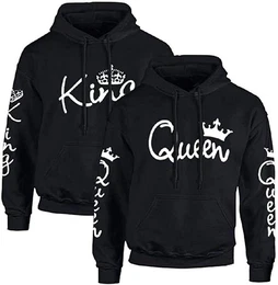 Kapuzenpullover King & Queen Hoodie Pullover fr Paare mit trendigem Print im Partner Look