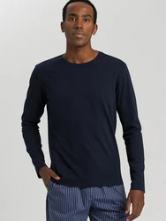 Hanro Longsleeve Living Shirts Dunkelblau/Blau