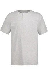 JP1880 T-Shirt Henley Basic Knopfleiste Grau/Hellgrau