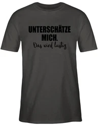 Shirtracer T-Shirt Unterschtze mich. Das wird lustig Sprüche Statement mit Spruch Creme/Grau/Dunkelgrau/Braun