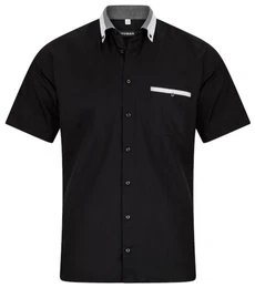 Kurzarmhemd HU-0151 Button-down, Kontrast, Kurzarm, Regular-gerader Schnitt, Made in EU