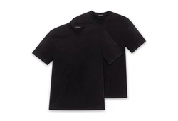 Schiesser T-Shirt V-Ausschnitt Schwarz/Dunkelblau