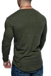 Amaci&Sons Rundhalsshirt FRISCO Langarmshirt Dunkelgrün/Khaki