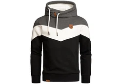 Amaci&Sons Herren Basic Kapuzenpullover Sweatjacke Pullover Hoodie Sweatshirt(4052) Schwarz/Dunkelgrau