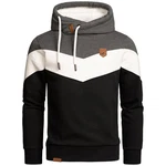 Amaci&Sons Herren Basic Kapuzenpullover Sweatjacke Pullover Hoodie Sweatshirt(4052) Schwarz/Dunkelgrau