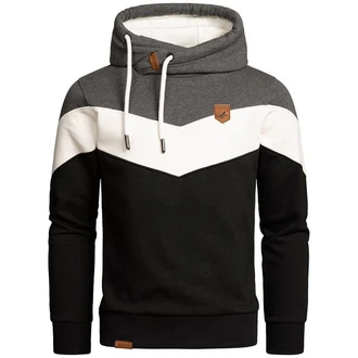 Amaci&Sons Herren Basic Kapuzenpullover Sweatjacke Pullover Hoodie Sweatshirt(4052) Schwarz/Dunkelgrau