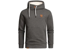 Amaci&Sons Herren Basic Kapuzenpullover Sweatjacke Pullover Plüsch Hoodie Sweatshirt (4054) Dunkelgrau/Grau