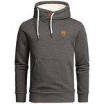 Amaci&Sons Herren Basic Kapuzenpullover Sweatjacke Pullover Plüsch Hoodie Sweatshirt (4054) Dunkelgrau/Grau