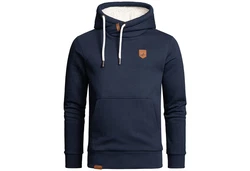 Amaci&Sons Herren Basic Kapuzenpullover Sweatjacke Pullover Plüsch Hoodie Sweatshirt (4054) Dunkelblau/Blau/Hellblau