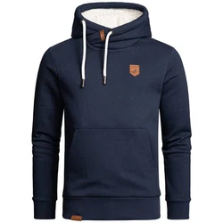 Amaci&Sons Herren Basic Kapuzenpullover Sweatjacke Pullover Plüsch Hoodie Sweatshirt (4054) Dunkelblau/Blau/Hellblau