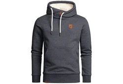 Amaci&Sons Herren Basic Kapuzenpullover Sweatjacke Pullover Plüsch Hoodie Sweatshirt (4054) Dunkelblau/Dunkelgrau/Grau
