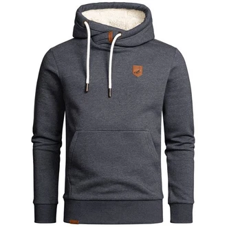 Amaci&Sons Herren Basic Kapuzenpullover Sweatjacke Pullover Plüsch Hoodie Sweatshirt (4054) Dunkelblau/Dunkelgrau/Grau