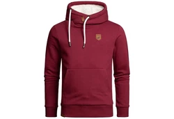 Amaci&Sons Herren Basic Kapuzenpullover Sweatjacke Pullover Plüsch Hoodie Sweatshirt (4054) Dunkelrot/Bordeaux/Rot