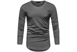 Amaci&Sons T-Shirt OXNARD Langarmshirt Dunkelgrau/Grau