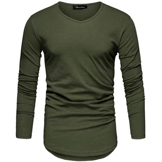 Amaci&Sons T-Shirt OXNARD Langarmshirt Dunkelgrün/Khaki