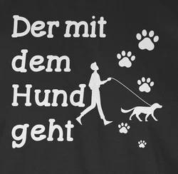 Shirtracer Tanktop Der mit dem Hund geht Sprche Statement Grau/Creme/Braun