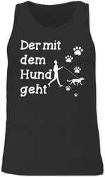 Shirtracer Tanktop Der mit dem Hund geht Sprche Statement Grau/Creme/Braun