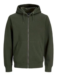 Hoodie Basic Sweat Zip Hoodie Kapuzen Sweatshirt JJESOFT (1-tlg) 3773 in Dunkelgrn
