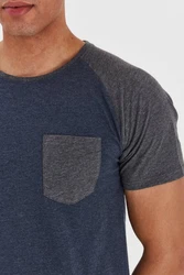 Indicode Gresham T-Shirt Rundhalsshirt IDGresham Kurzarmshirt Dunkelblau/Grau