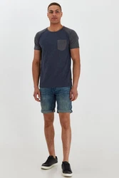 Indicode Gresham T-Shirt Rundhalsshirt IDGresham Kurzarmshirt Dunkelblau/Grau