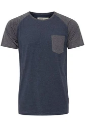 Indicode Gresham T-Shirt Rundhalsshirt IDGresham Kurzarmshirt Dunkelblau/Grau