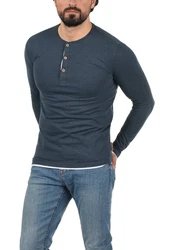 Indicode Rundhalsshirt Longsleeve Dunkelblau/Blau/Hellblau/Grau
