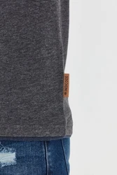 Indicode Tony T-Shirt Layershirt mit Knopfleiste Dunkelgrau/Hellgrau/Grau
