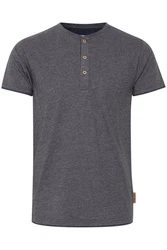Indicode Tony T-Shirt Layershirt mit Knopfleiste Dunkelgrau/Hellgrau/Grau