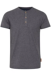 Indicode Tony T-Shirt Layershirt mit Knopfleiste Dunkelgrau/Hellgrau/Grau
