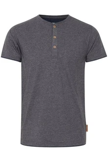 Indicode Tony T-Shirt Layershirt mit Knopfleiste Dunkelgrau/Hellgrau/Grau