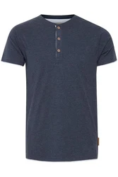 Indicode Tony T-Shirt Layershirt mit Knopfleiste Dunkelblau/Blau/Hellblau