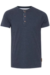 Indicode Tony T-Shirt Layershirt mit Knopfleiste Dunkelblau/Blau/Hellblau