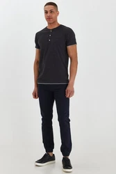 Indicode Tony T-Shirt Layershirt mit Knopfleiste Dunkelgrau/Dunkelblau/Grau/Schwarz