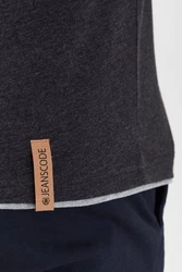Indicode Tony T-Shirt Layershirt mit Knopfleiste Dunkelgrau/Dunkelblau/Grau/Schwarz