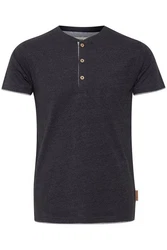Indicode Tony T-Shirt Layershirt mit Knopfleiste Dunkelgrau/Dunkelblau/Grau/Schwarz