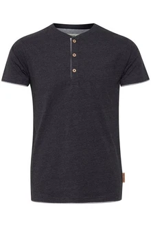 Indicode Tony T-Shirt Layershirt mit Knopfleiste Dunkelgrau/Dunkelblau/Grau/Schwarz