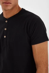 Indicode Tony T-Shirt Layershirt mit Knopfleiste Dunkelblau/Schwarz/Blau
