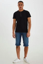 Indicode Tony T-Shirt Layershirt mit Knopfleiste Dunkelblau/Schwarz/Blau