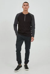 Indicode Rundhalsshirt IDWinston Longsleeve Schwarz/Dunkelgrau/Dunkelblau