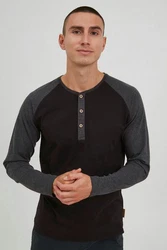 Indicode Rundhalsshirt IDWinston Longsleeve Schwarz/Dunkelgrau/Dunkelblau